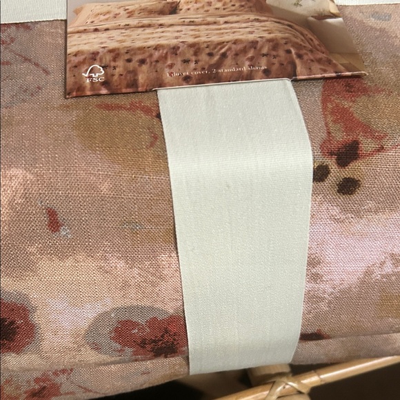 Casaluna Linen Blend Duvet Cover Set - Brown Floral - Picture 2 of 14